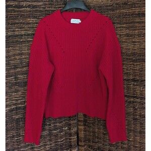 Tanya Taylor Wool Chunky Knit Sweater Medium Red  Christmas Holiday Party Boho